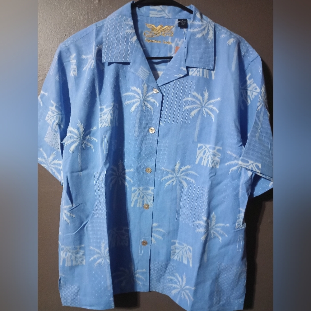 Eagle Dry Good's Blue Palm Tree Men's Shirt